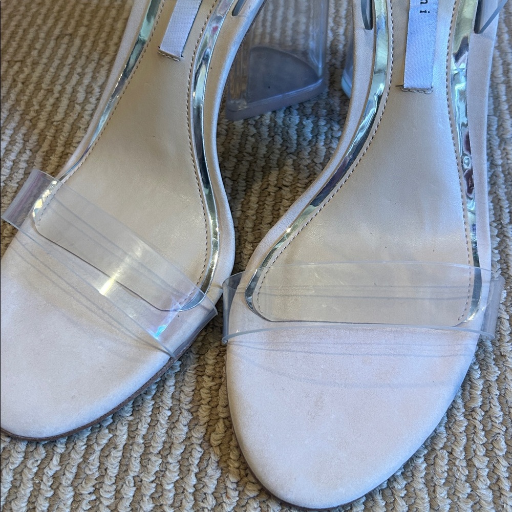 NWT Gianni Bini liyra Tan and Clear vinyl black heel Sandals size 8.5 - Picture 13 of 13